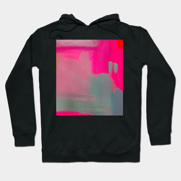 Fuschia Brushstrokes Abstract Art Hoodie by DanielleGensler